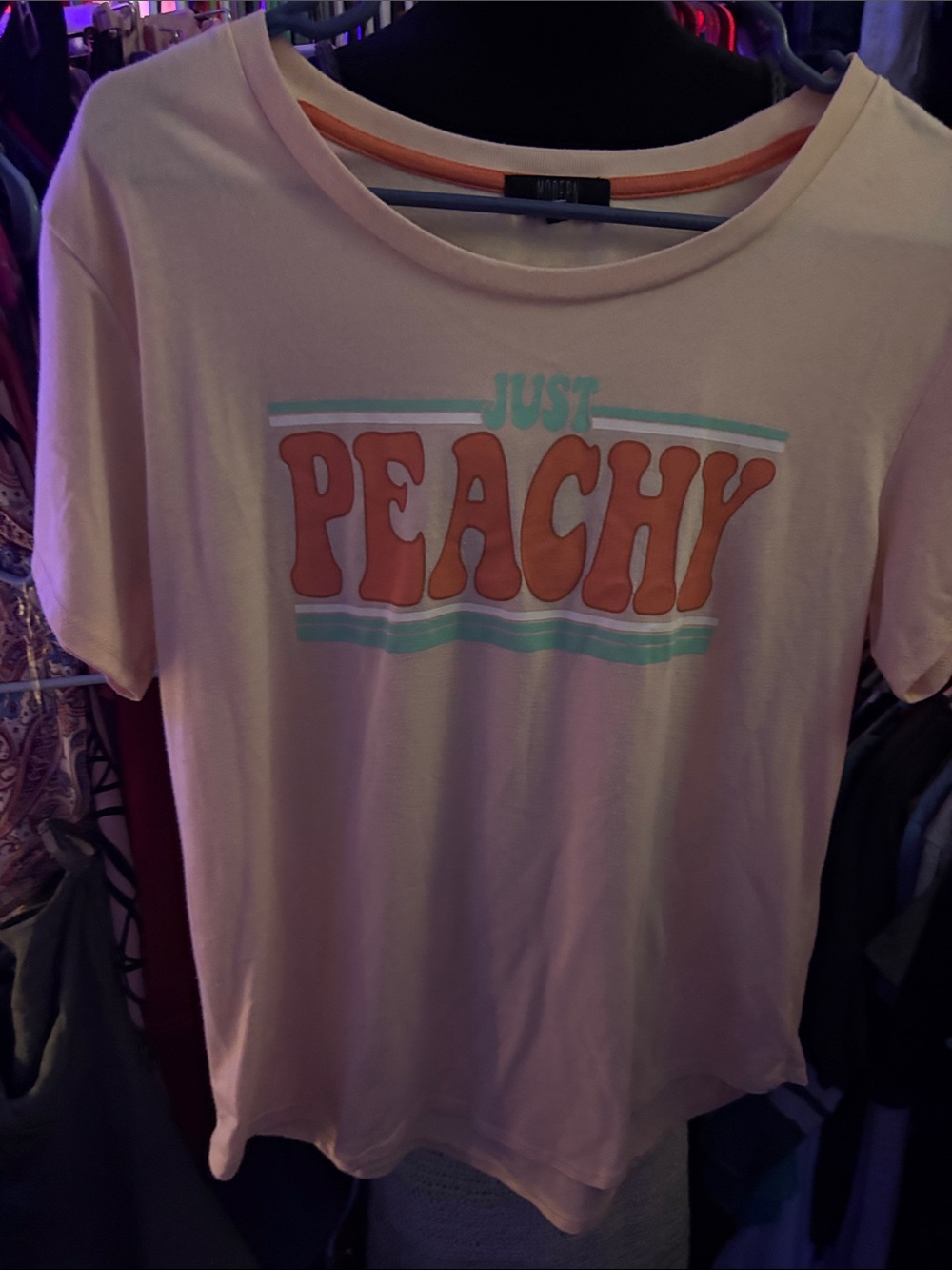 Just Peachy Graphic Tee - Peach Pink Women’s Top